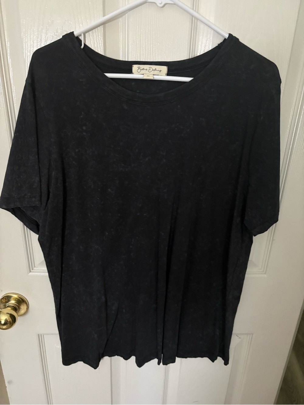 Vintage Black Mineral-Wash Crew Neck Tee